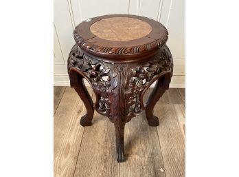 Vintage Chinese Rosewood And Marble Plant Stand (CTF10)