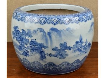 Large Blue And White Asian Style Jardiniere (CTF10)