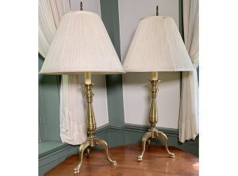 Pair Of Brass Table Lamps (CTF10)