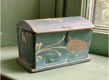 19th C. Miniature Painted Dome Top Pine Box (CTF10)