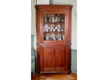 Early 19th C. Pine Country Corner Cupboard (CTF40)