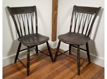 Pr. Antique Painted Country Windsor Chairs (CTF10)