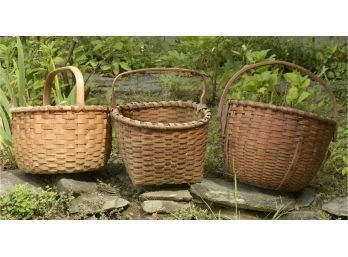 Four Vintage Handled Splint Baskets (CTF10)