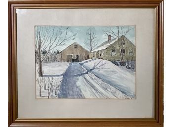 Ink And Watercolor Sketch, Farm In Wintertime (CTF10)