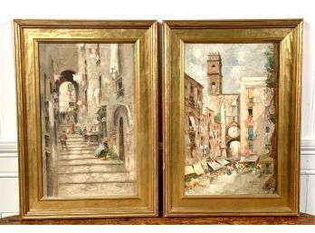 Two Signed- Antique Italian Oil Paintings (CTF10)