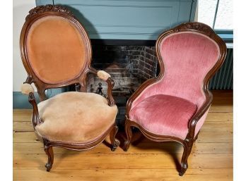 Two Victorian Carved Mahogany  Armchairs (CTF20)