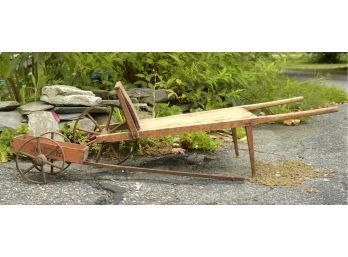 Antique Childs Wagon Toy And Push Cart (CTF10)
