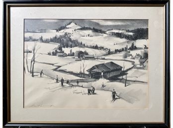 Paul Sample Signed Lithograph, The Slope Near The Bridge (CTF10)