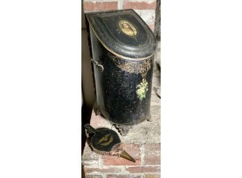 Antique Coal Scuttle And Bellows (CTF10)