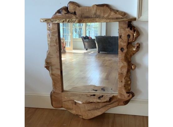 Grand Handmade Maple Burl Mirror