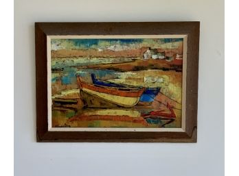 Kerouedan 'Barques Echouees' Oil Painting