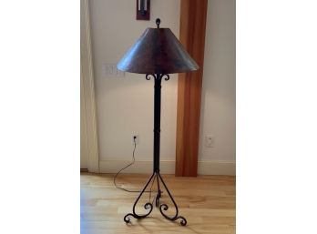 Hammered Copper  & Wrought Iron Floor Lamp