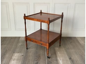 Yew Wood Tiered End Table