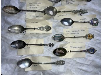 15 Silver Souvenir Spoons