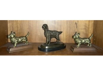 Bronze Dog Figure & Dog Bookends