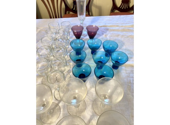Lot Of Colored Glassware And Clear Glass(CTF20)