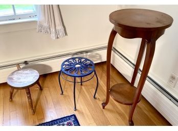 Two Plant Stands And Milking Stool (CTF20)