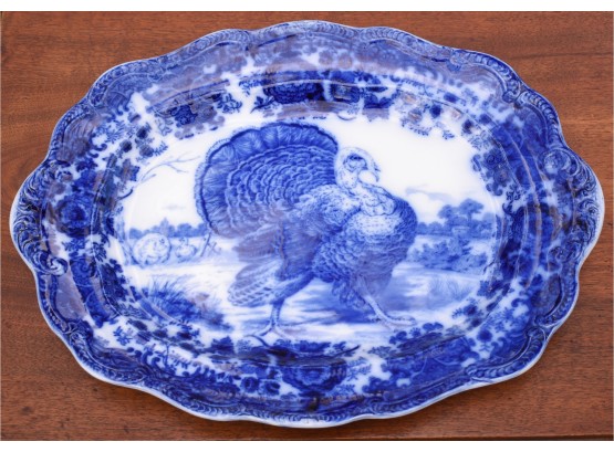Antique Ridgways Flow Blue Turkey Platter (CTF20)