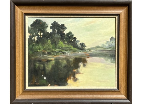 James Hearn Oil On Canvas, River Landscape (CTF10)