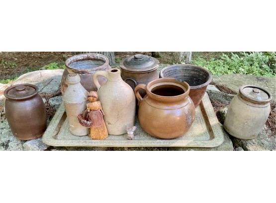 Eight Assembled Stoneware And Redware Pieces (CTF20)