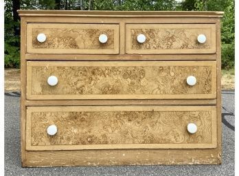 Antique Paint Decorated Yellow Pine Chest (CTF30)