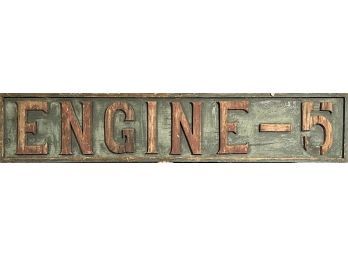 Vintage MJ Moses Engine-5, Painted Wooden Sign (CTF10)