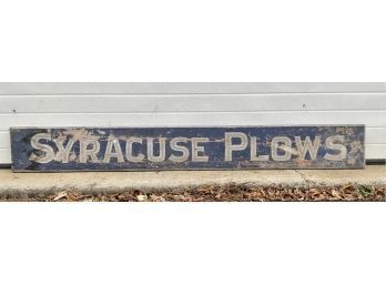 Ca. 1930's Painted Wooden Sign, Syracuse Plows (CTF10)