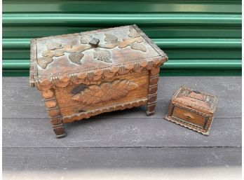 Two Carved Tramp Art Boxes (CTF20)
