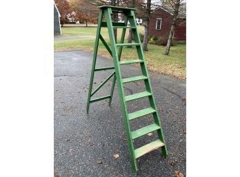 Antique Apple  Green Painted Wooden Ladder CTF10)
