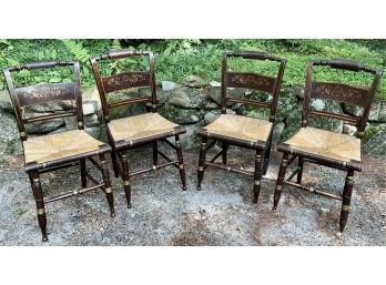 Four Antique Pillow Back Hitchcock Dining Chairs (CTF20)
