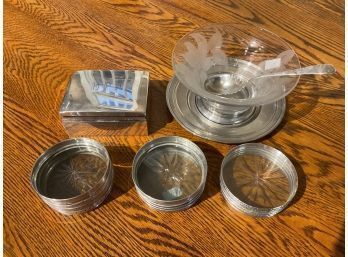Vintage Sterling Tableware - Coasters, Cigarette Box, Candy Bowl, Etc. (CTF10)