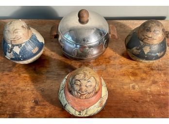 Three Vintage Roly Poly Brownie Tins & Deco Ice Bucket (CTF10)