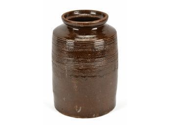 19th C. Redware Jar With Incised Decoration (CTF10)