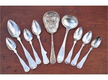 Stieff Sterling Berry Spoon And Coin Silver (CTF10)