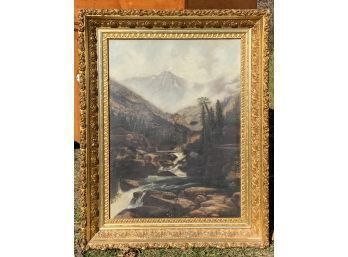 19th C. Oil On Canvas, Mountainous Landscape (CTF10)