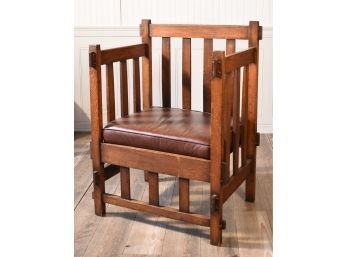 Vintage Mission Oak Cube Chair (CTF30)