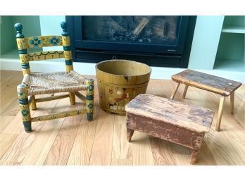 Country Stools, Pail And Child's Chair (CTF10)