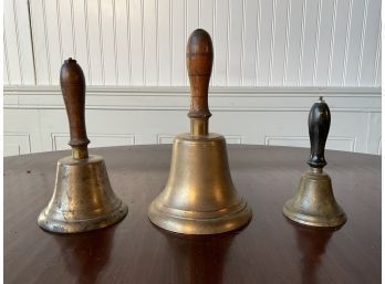 Three Antique Brass School Bells (CTF10)
