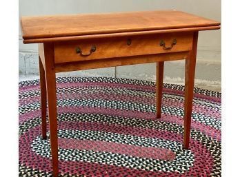 19th C. NH Birch Card Table With Drawer (CTF20)