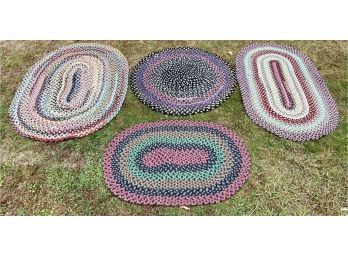 Four Small Vintage Oval Braided Rugs (CTF10)