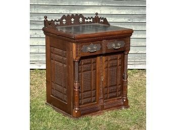 Unusual 19th C. Victorian Walnut Wooton Style Desk (CTF20)