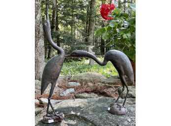 Vintage Maxfield Parrish Jr. Iron Stork Sculptures (CTF10)