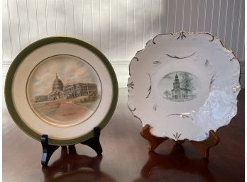 Two Antique American Scene Porcelain Plates (CTF10)