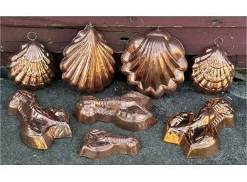 Vintage Copper Lobster And Shell Molds (CTF10)