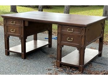 Fine Antique Gothic Oak Partners Desk (CTF50)