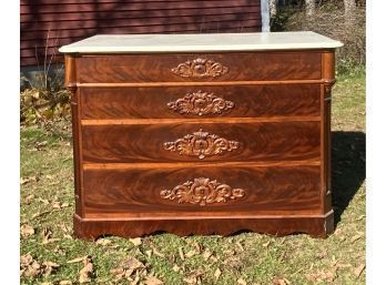 19th C. Victorian Mahogany Marble Top Chest (CTF40)