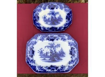 Two Large Scinde Flow Blue Platters (CTF20)