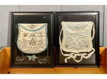Two Antique Embroidered Silk Masonic Aprons (CTF20)