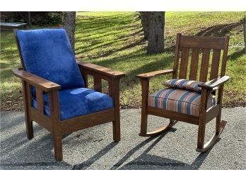 Oak Morris Chair And Rocker (CTF30)