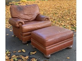 Norwalk Brown Leather Club Chair And Ottoman (CTF40)